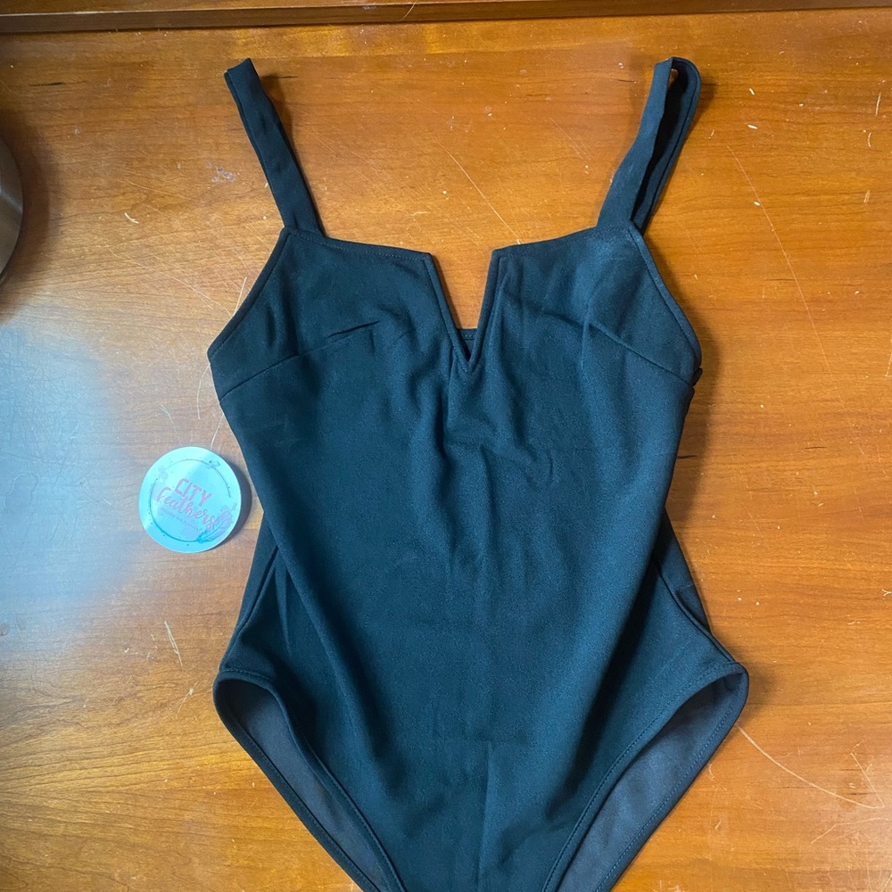 Black Notch Neckling Bodysuit